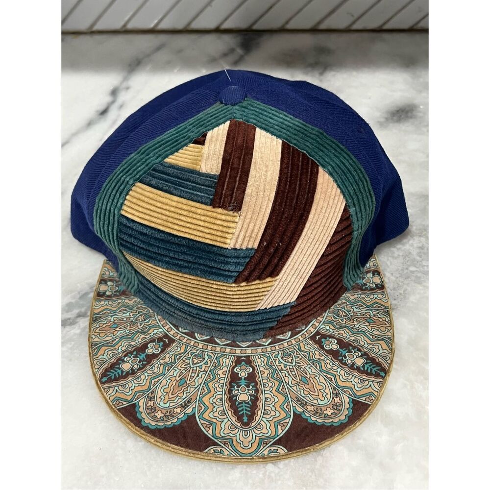 Pit Bull Corduroy Patch Fitted Hat 7 1/2 Vintage Paisley Brim Urban Streetwear